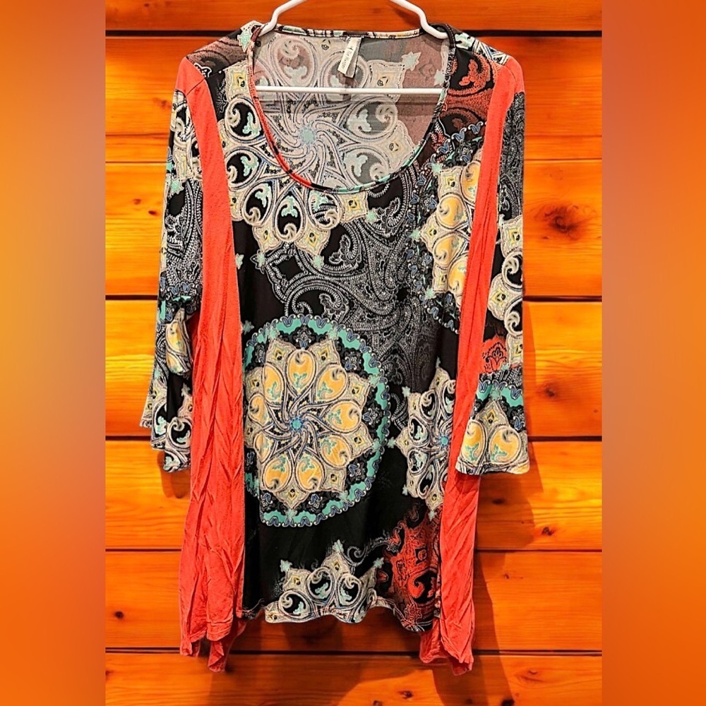 The Hanger Black and Red Paisley Blouse 3X